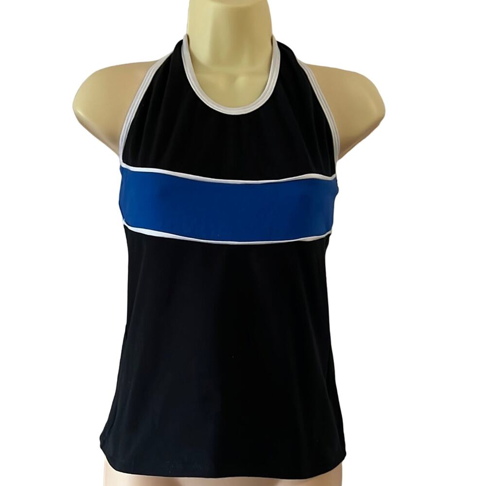 Bal Togs Dancewear Black, Blue & White Halter Top Adult Size Medium